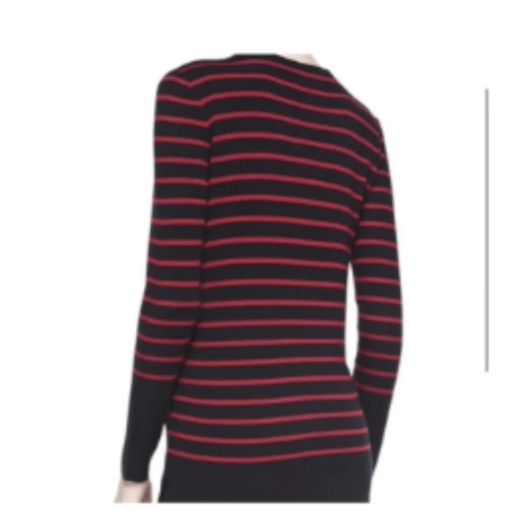 Tory Burch Navy Blue & Red Stripe 100%  Merino Wool Sweater Women's XS